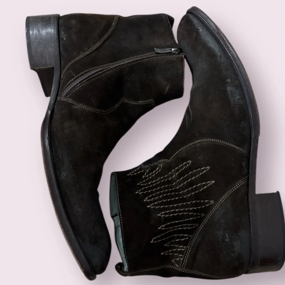 Kenneth Cole New York Men's Brown Suede‎ Western Distressed Ankle Boots Size 13